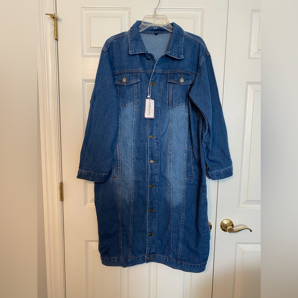 Jofemuho classic long jean jacket